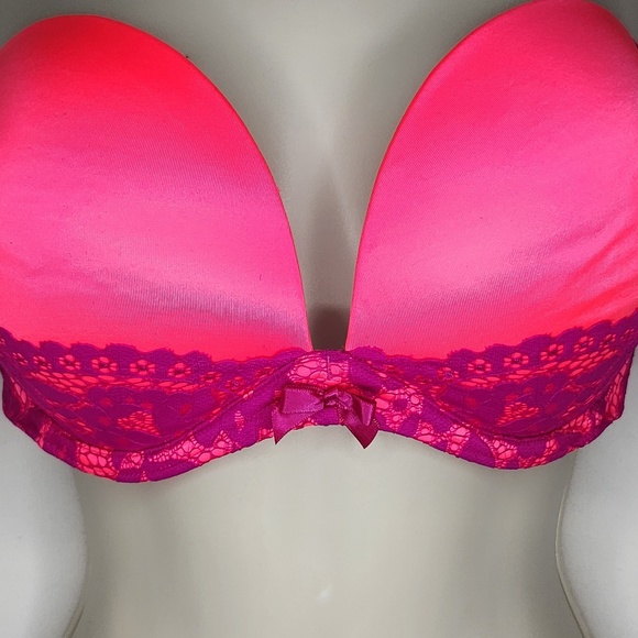 Victoria's Secret Very Sexy Strapless Multiway Hot Pink Purple Lace Bra Size 36D - Picture 2 of 14